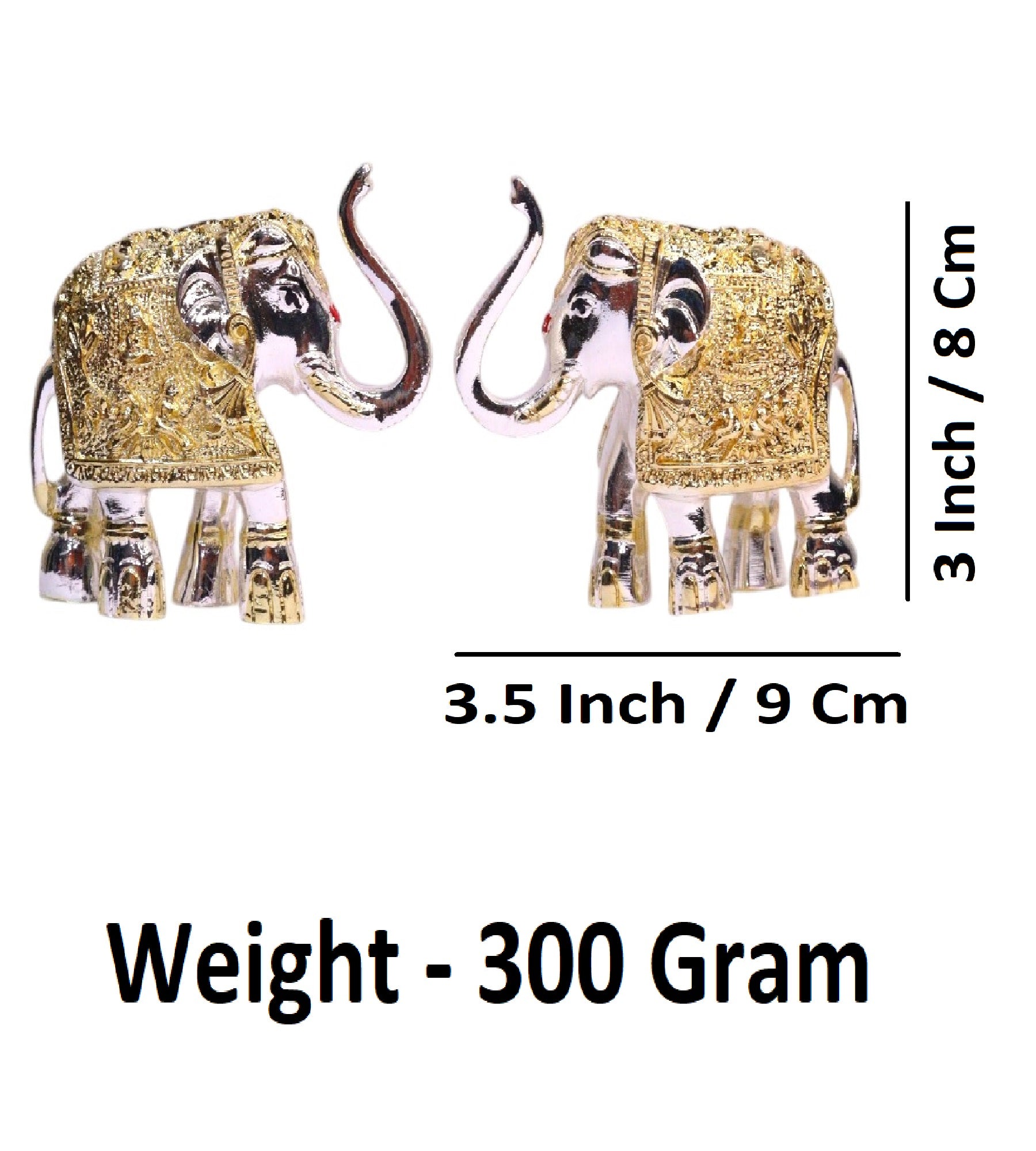 Sigaram 3 Inch Gold and Silver Metal Elephant For Home Decore K4703