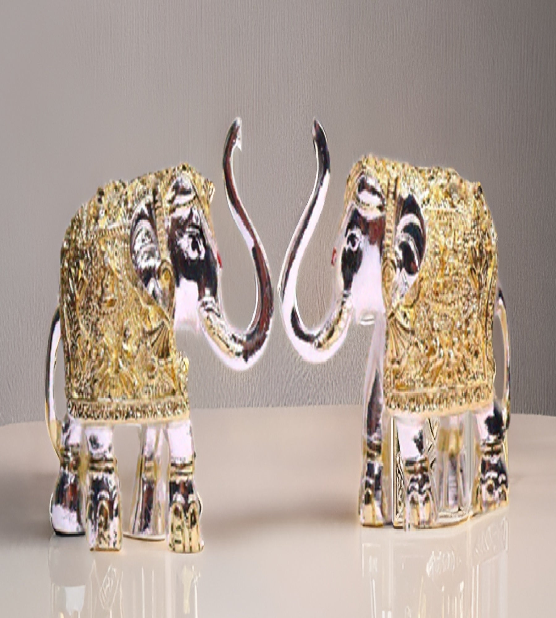 Sigaram 3 Inch Gold and Silver Metal Elephant For Home Decore K4703