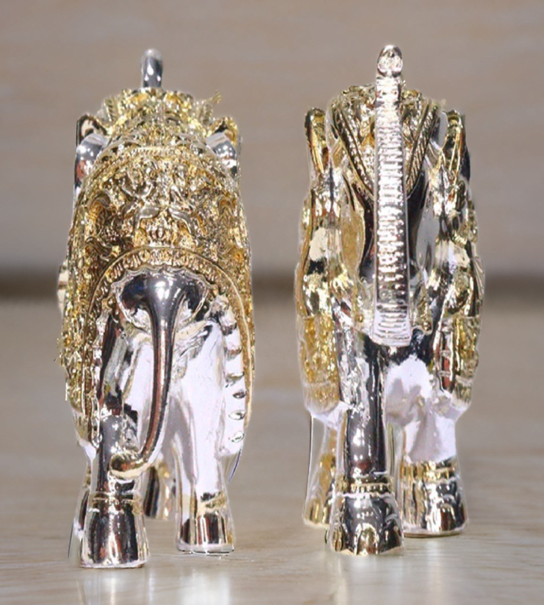 Sigaram 4 Inch Gold And Silver Color Metal Elephant For Home Decore K4704