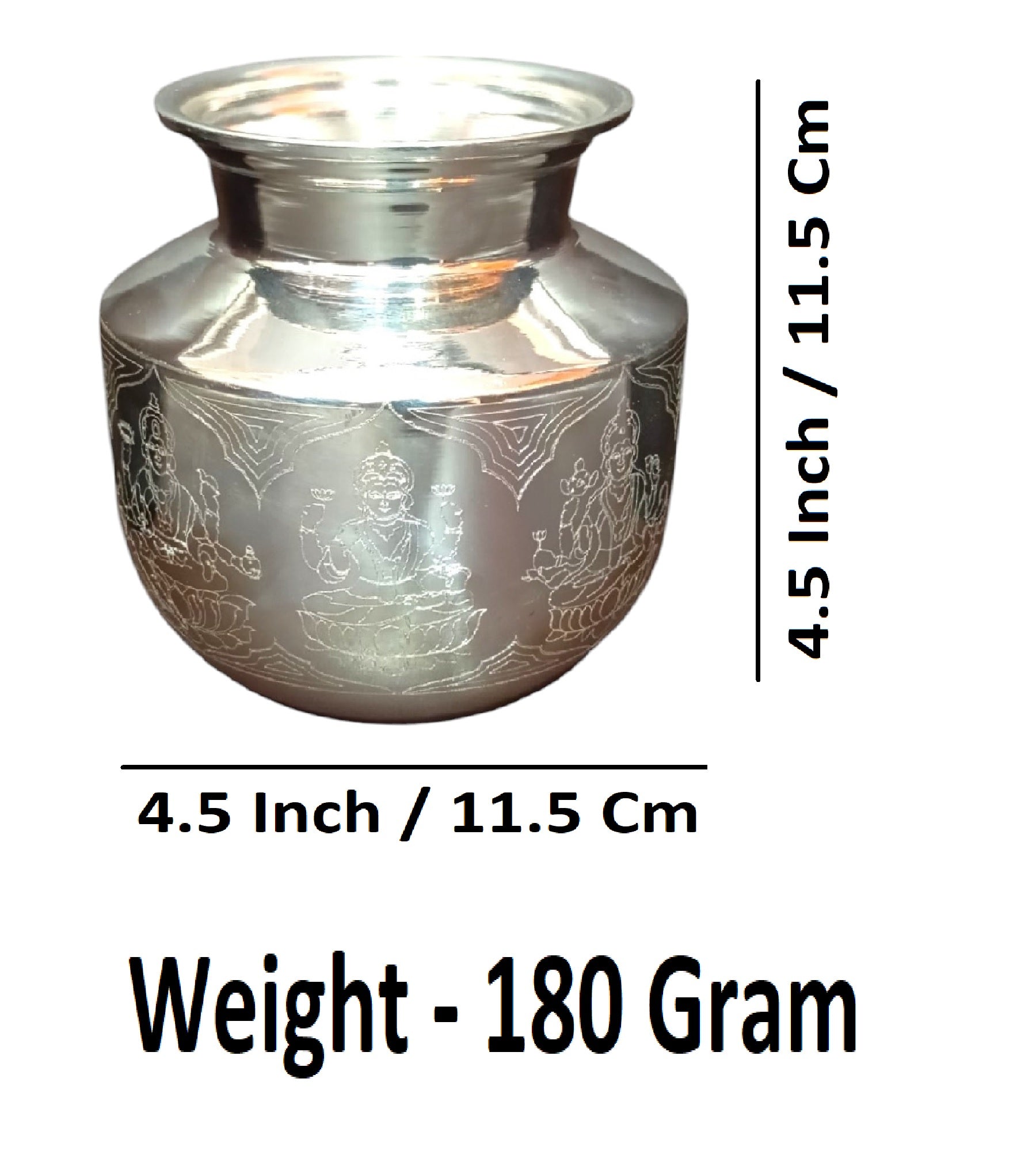 Sigaram German Silver 4.5 Inch Plain Lakshmi Kalash For Home & Temple Pooja Décor K4706