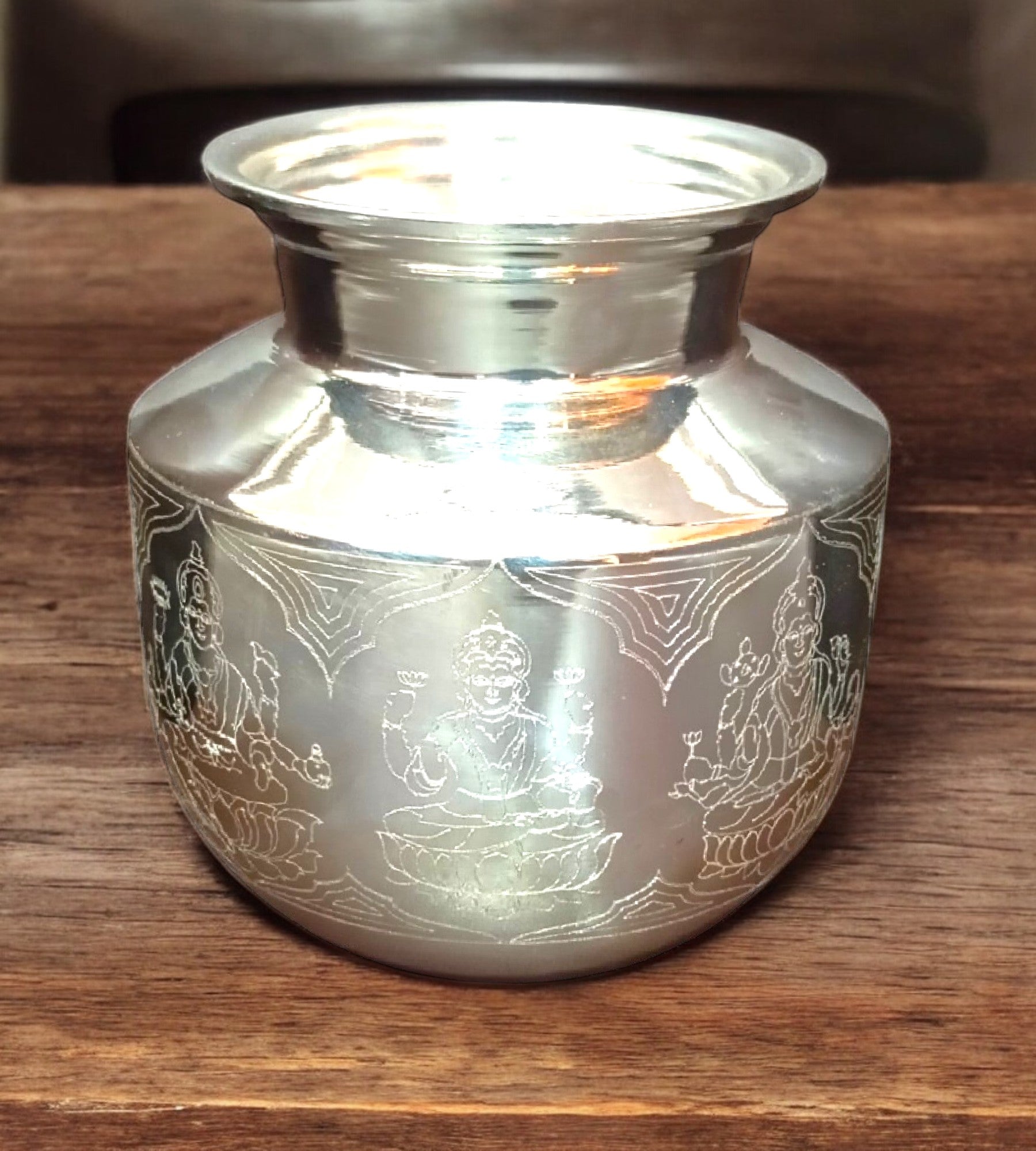Sigaram German Silver 4.5 Inch Plain Lakshmi Kalash For Home & Temple Pooja Décor K4706