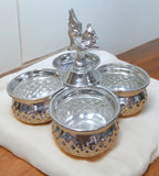 Sigaram Brass 4x4 Inch Peacock Handle 4Cup Panchwala for Home & Temple Pooja Decor K4707
