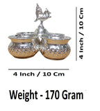 Sigaram Brass 4x4 Inch Peacock Handle 4Cup Panchwala for Home & Temple Pooja Decor K4707