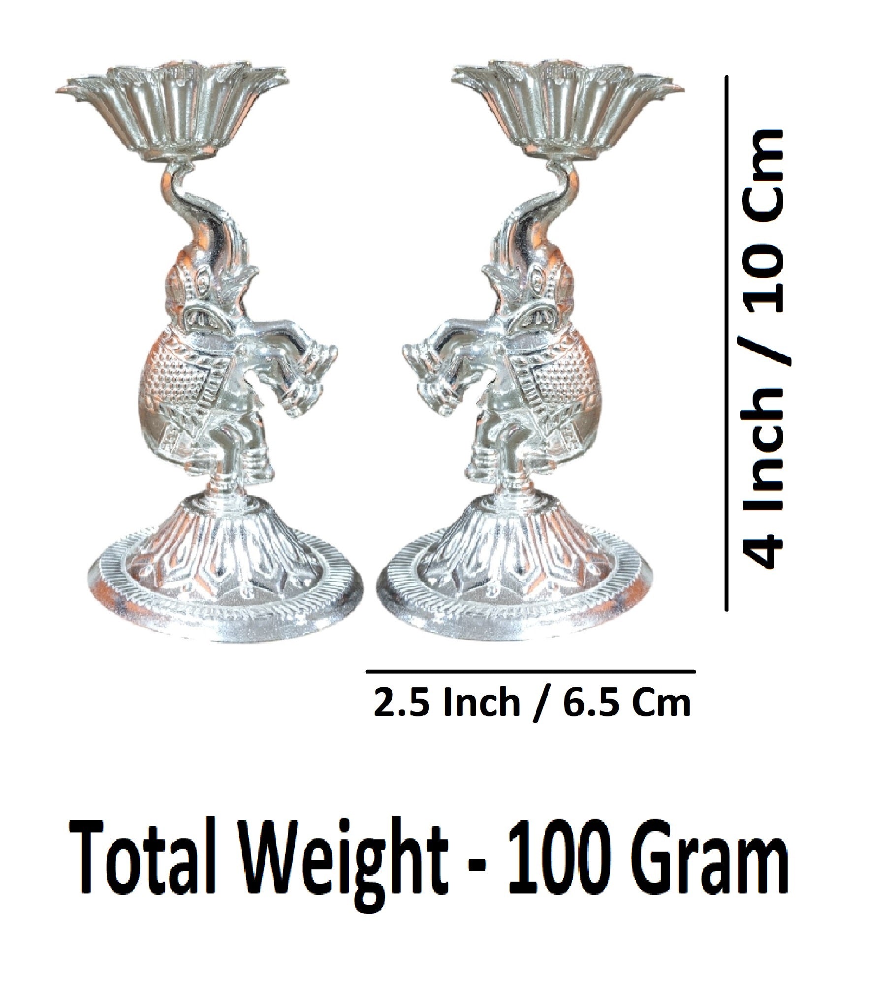 Sigaram Brass 4 Inch Elephant Style Diya for Home Temple Pooja Decore K4710
