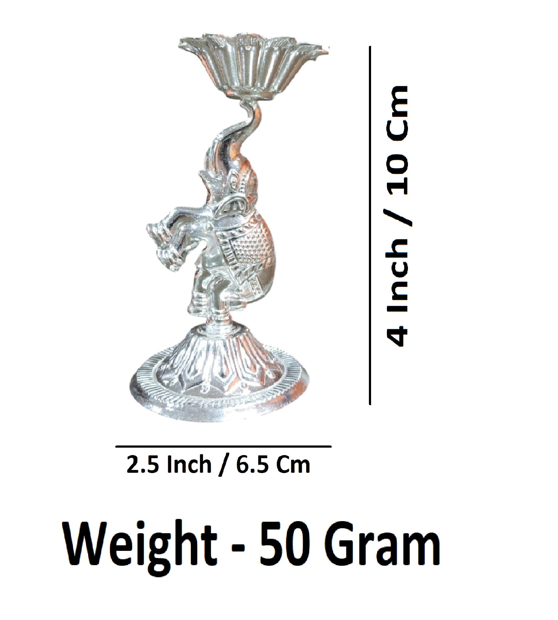 Sigaram Brass 4 Inch Elephant Style Diya for Home Temple Pooja Decore K4711