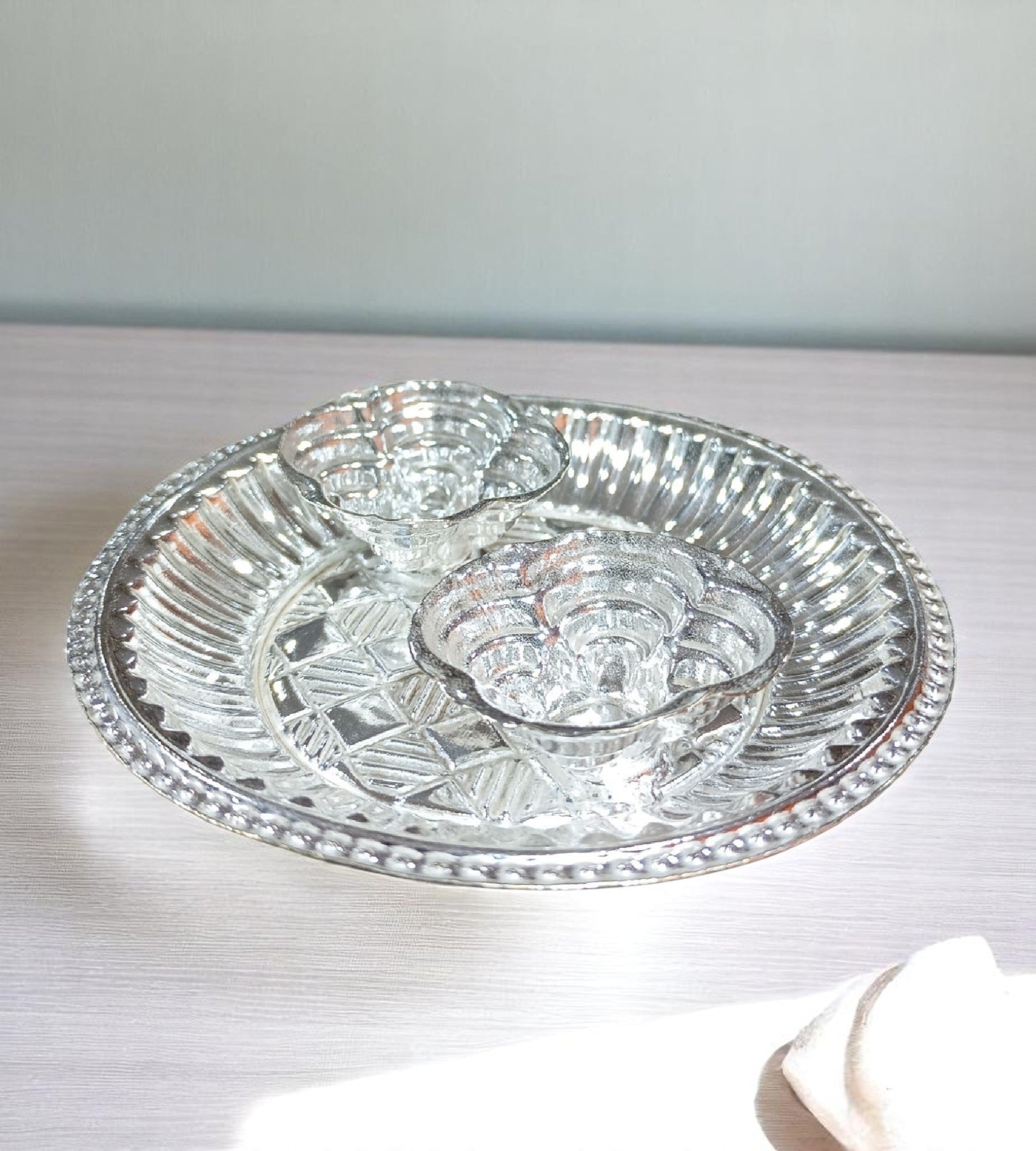 Sigaram Brass 4 Inch Kollapuri Kum Kum Plate Set for Home & Temple Pooja Décore K4714