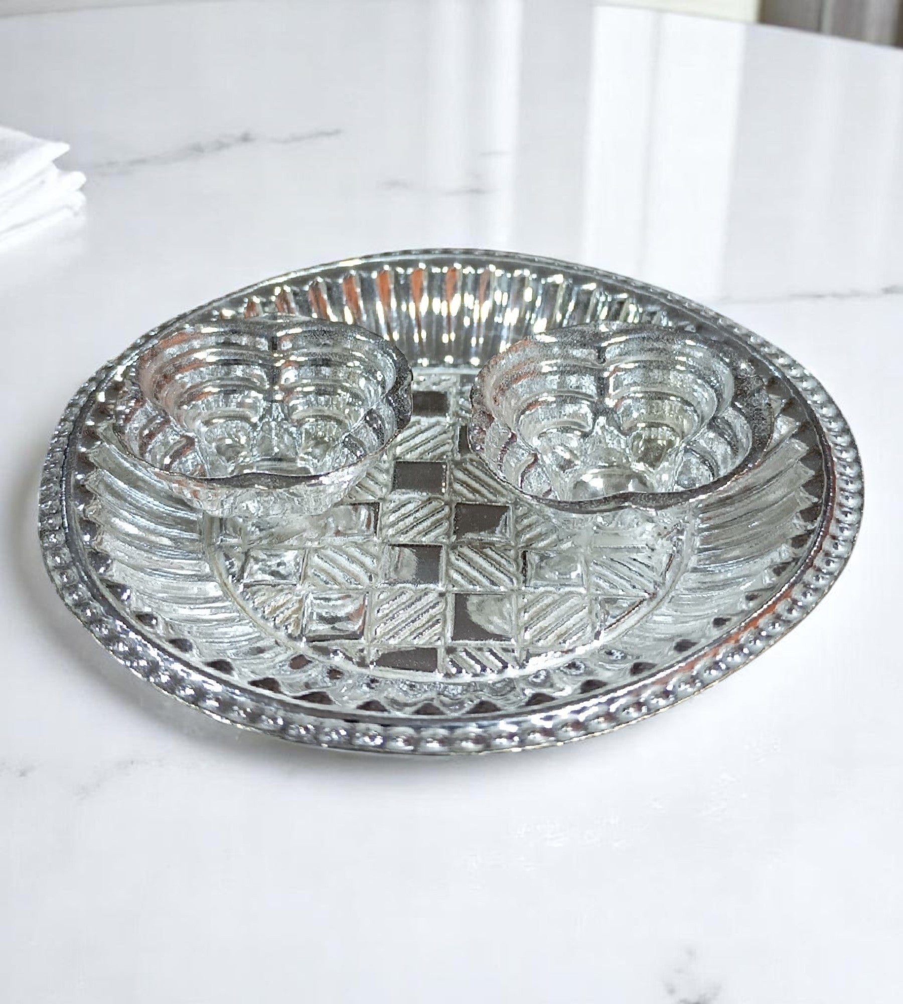Sigaram Brass 4 Inch Kollapuri Kum Kum Plate Set for Home & Temple Pooja Décore K4714