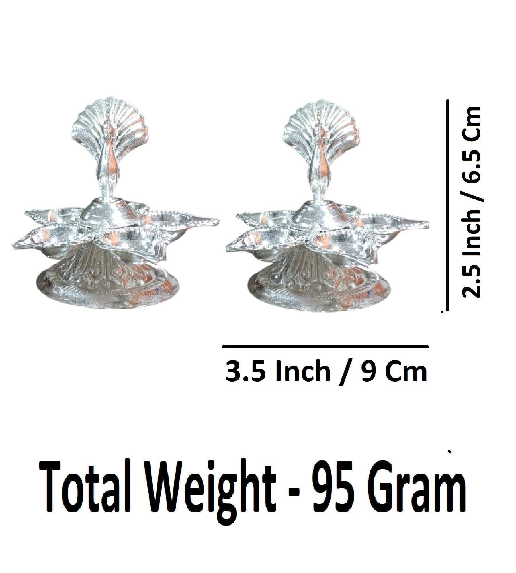 Sigaram Brass 2.5 Inch Panchmukhi Diya with Peacock Handle for Home Pooja Décor K4715