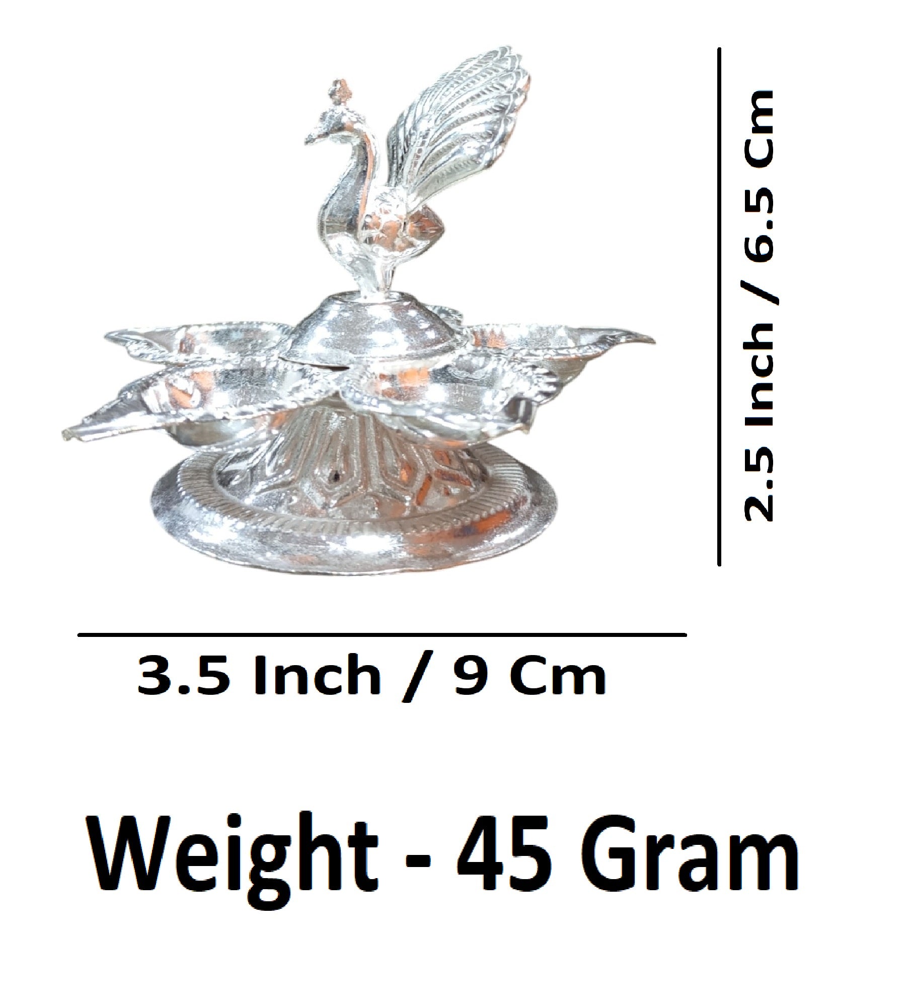 Sigaram Brass 2.5 Inch Panchmukhi Diya with Peacock Handle for Home Pooja Décor K4716