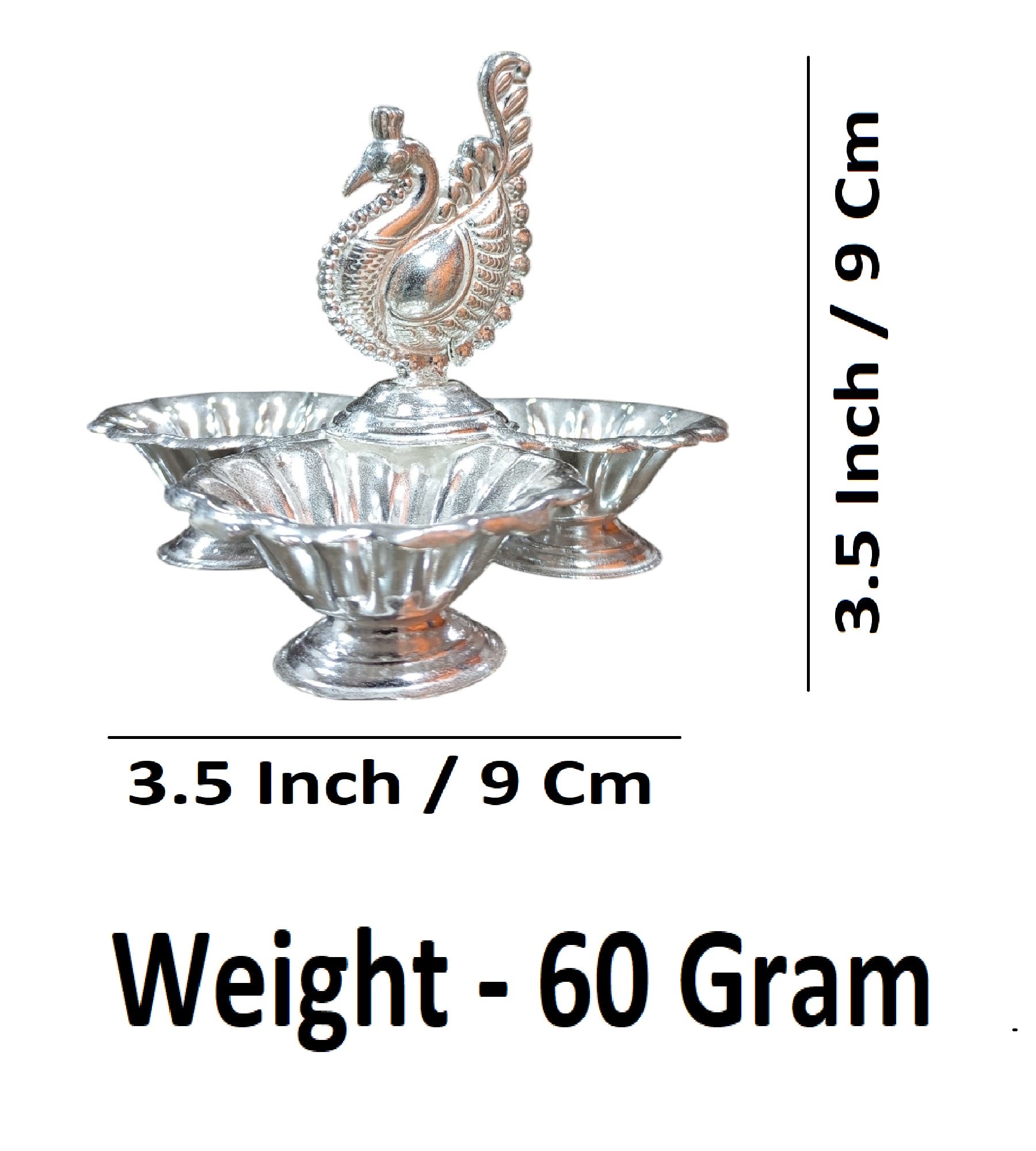 Sigaram Brass 3.5 Inch Peacock Handle Panchwala Kum Kum Cup for Home Pooja Décor K4717