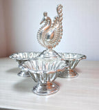 Sigaram Brass 3.5 Inch Peacock Handle Panchwala Kum Kum Cup for Home Pooja Décor K4717