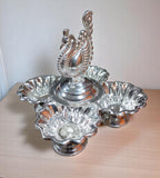 Sigaram 3.5 Inch Brass Panchwala Kumkum Cup Peacock Handle for Home Pooja Decor K4718