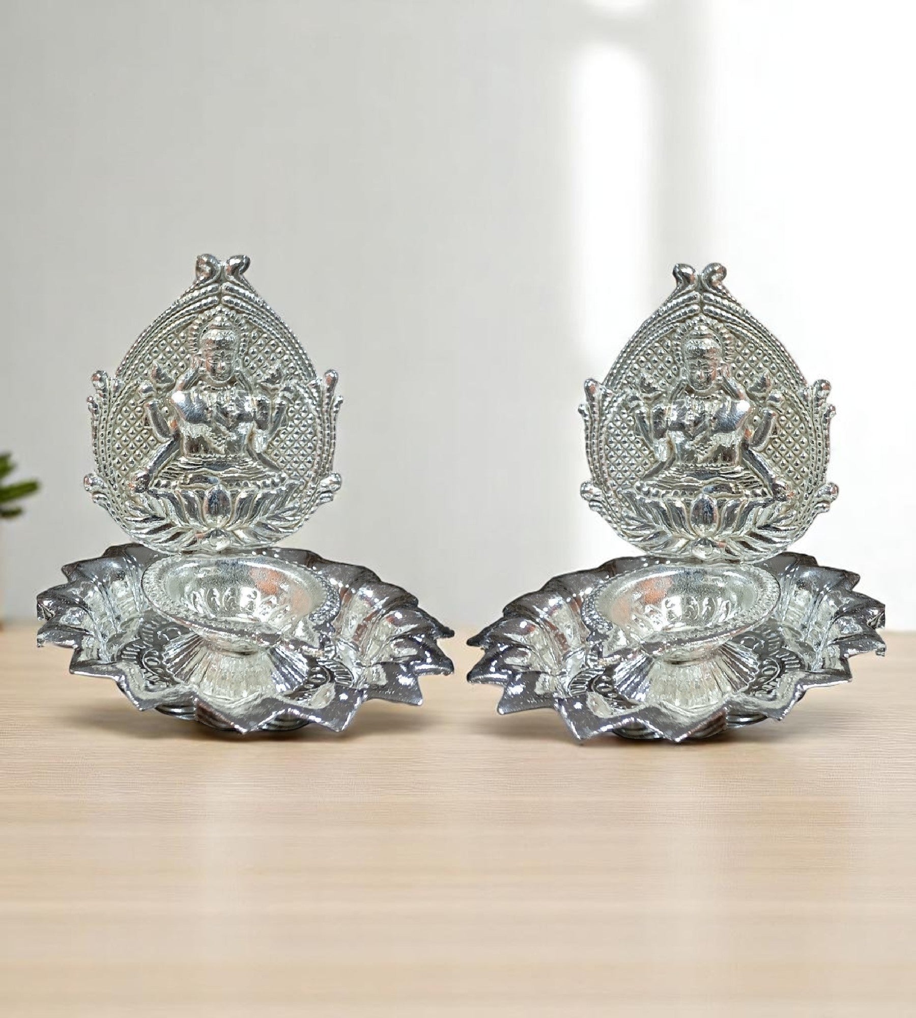 Sigaram Brass 3 Inch Lakshmi Diya Traditional Pooja Lamp for Home Pooja Decore K4719