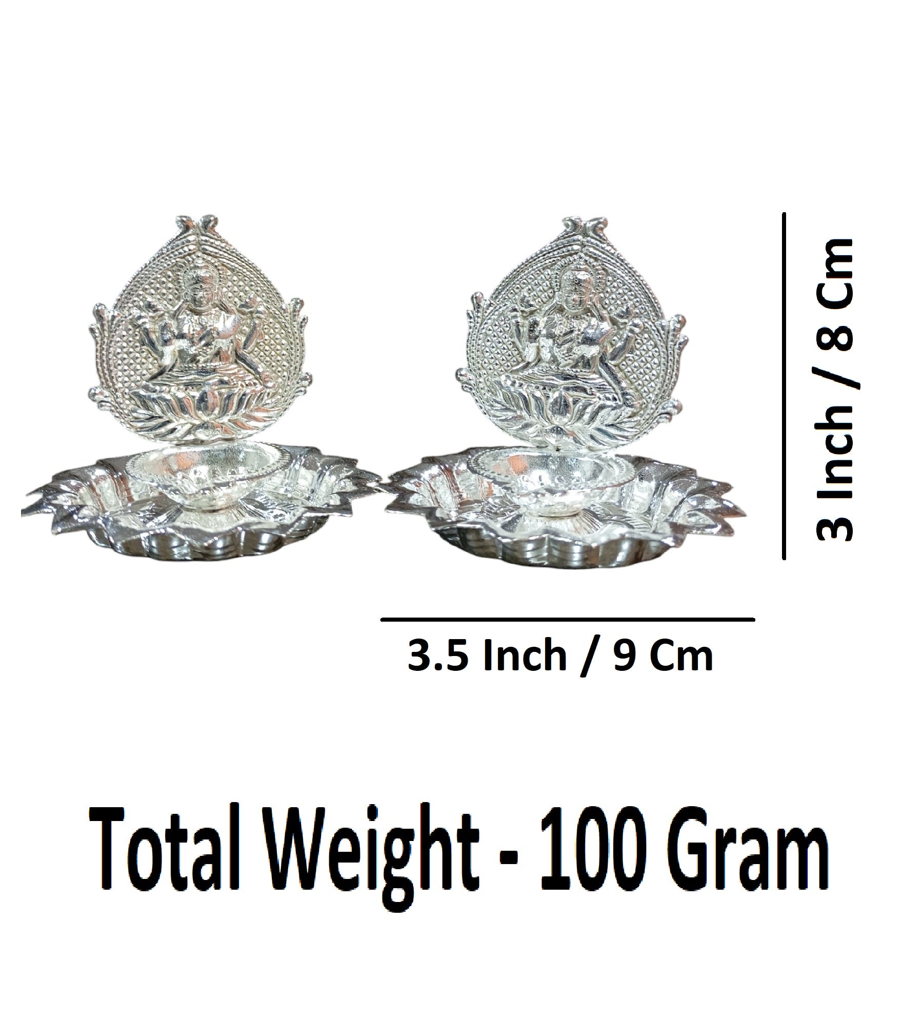 Sigaram Brass 3 Inch Lakshmi Diya Traditional Pooja Lamp for Home Pooja Decore K4719