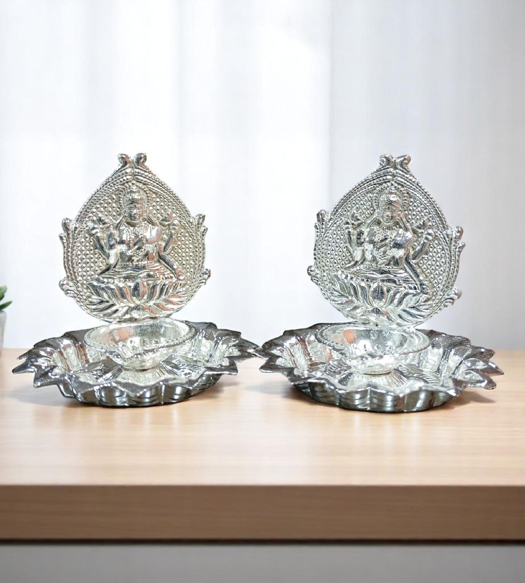 Sigaram Brass 3 Inch Lakshmi Diya Traditional Pooja Lamp for Home Pooja Decore K4719