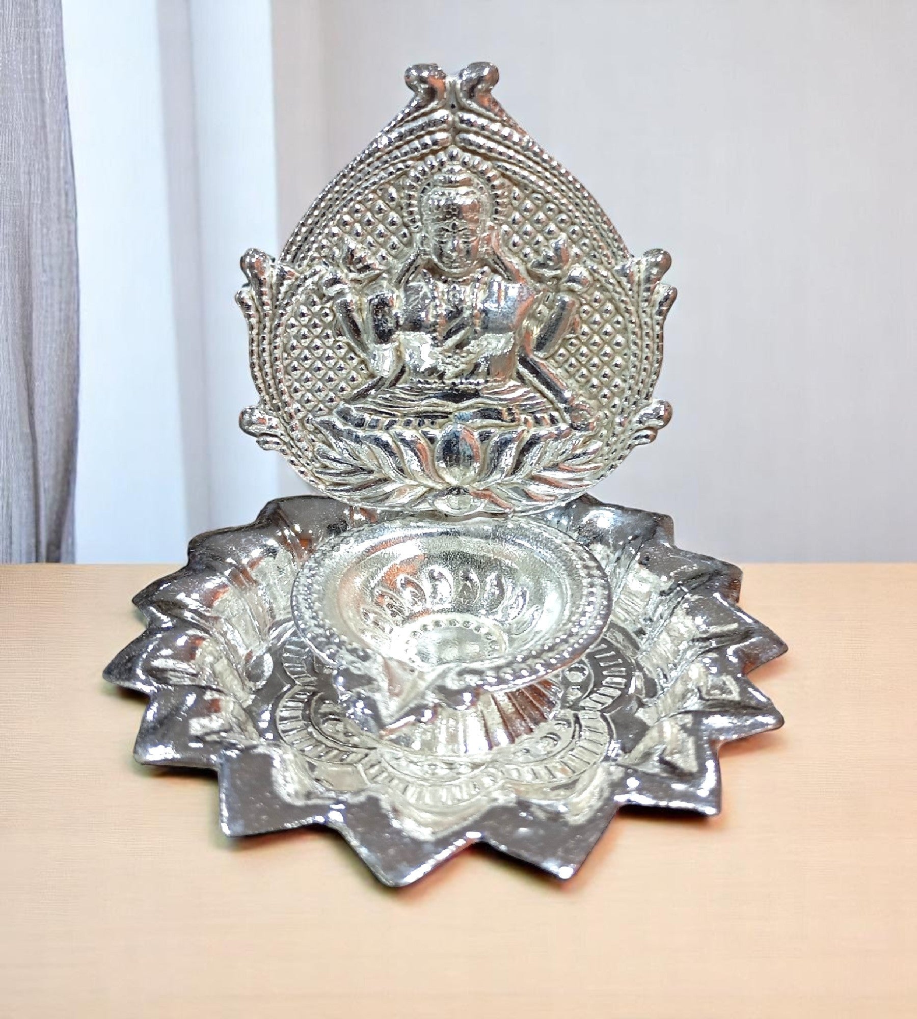 Sigaram Brass 3 Inch Lakshmi Diya Traditional Pooja Lamp for Home Pooja Decore K4720
