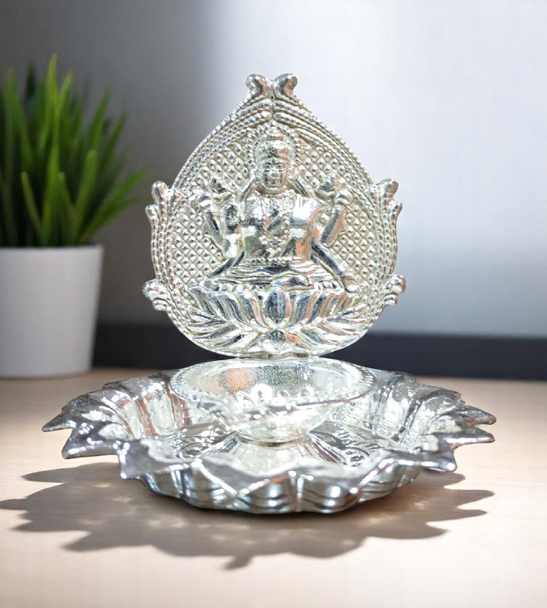 Sigaram Brass 3 Inch Lakshmi Diya Traditional Pooja Lamp for Home Pooja Decore K4720