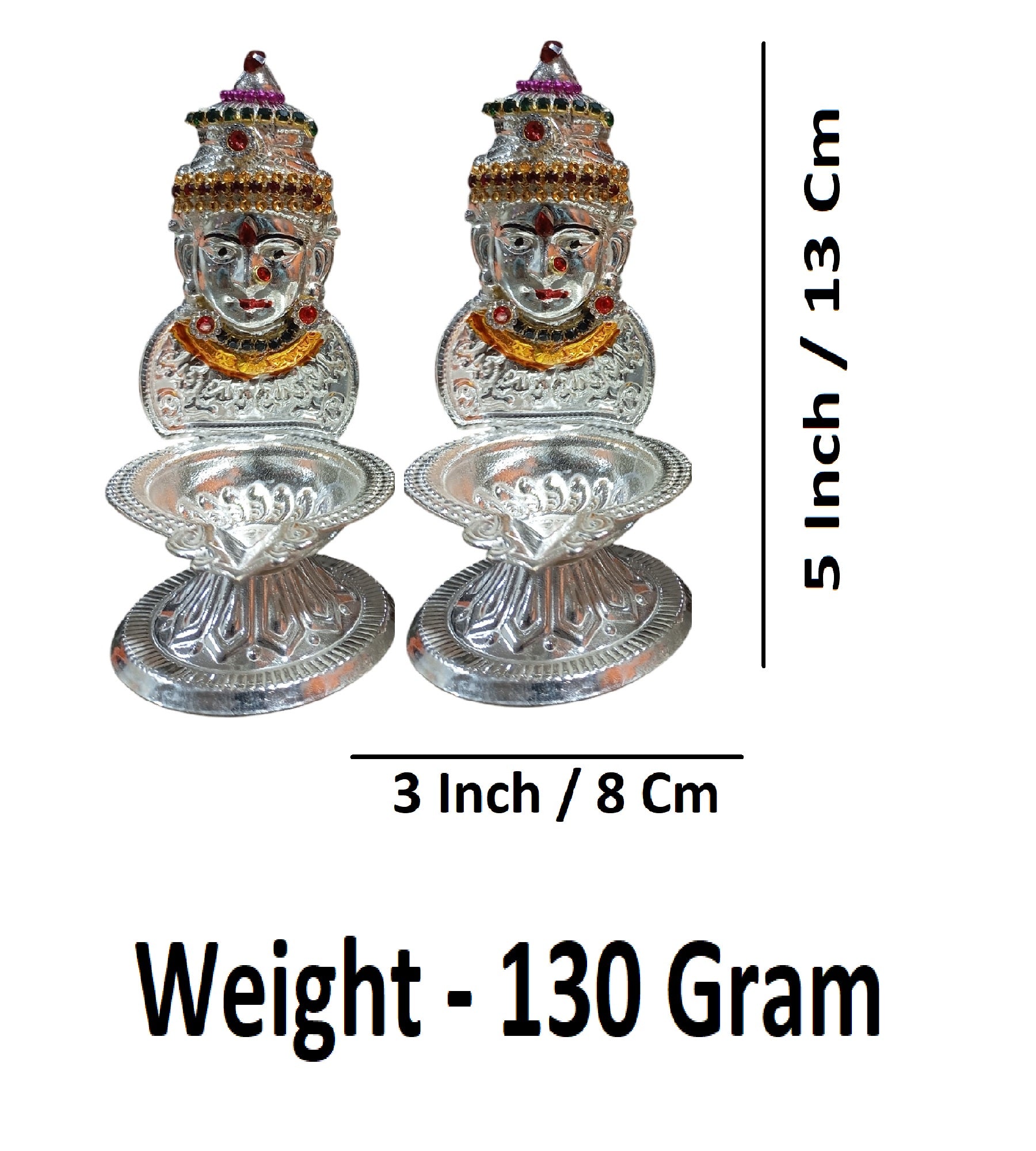 Sigaram Brass 5 Inch Traditional Lakshmi Face Diya for Home & Temple Pooja Decor K4724