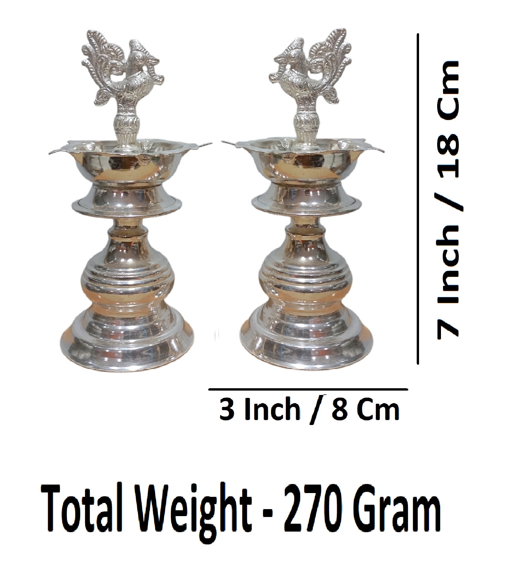 Sigaram Brass 7x3 Inch Peacock Handle Diya for Home and Temple Pooja Décor K4725