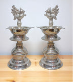 Sigaram Brass 7x3 Inch Peacock Handle Diya for Home and Temple Pooja Décor K4725