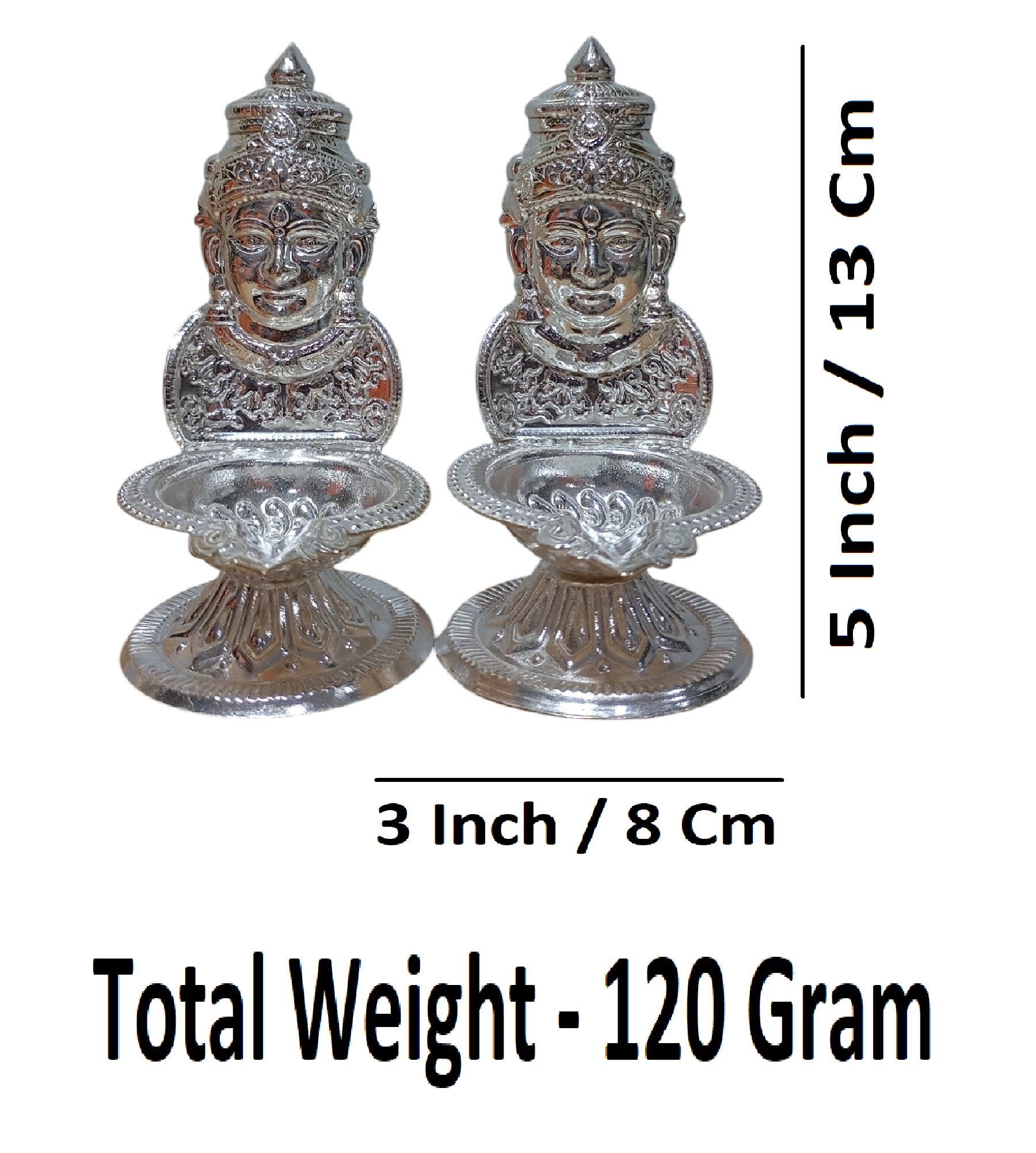 Sigaram Brass 5 Inch Lakshmi Face Diya for Home & Temple Pooja Décor K4729