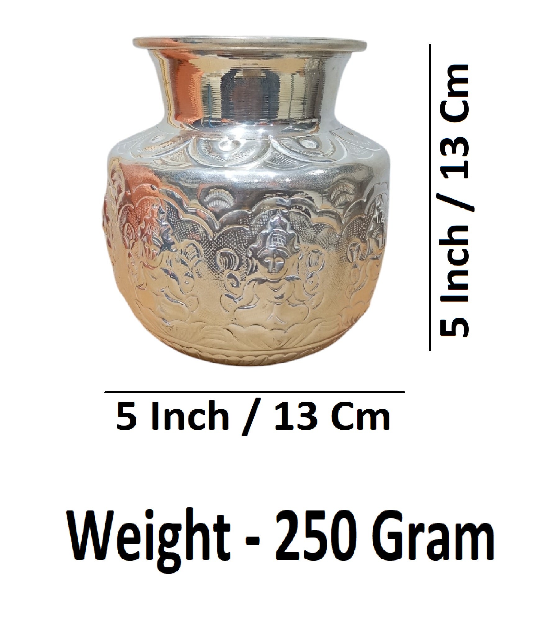 Sigaram 5x5 Inch Silver Plated Astalakshmi Kalash for Home & Temple Pooja Decore K4730