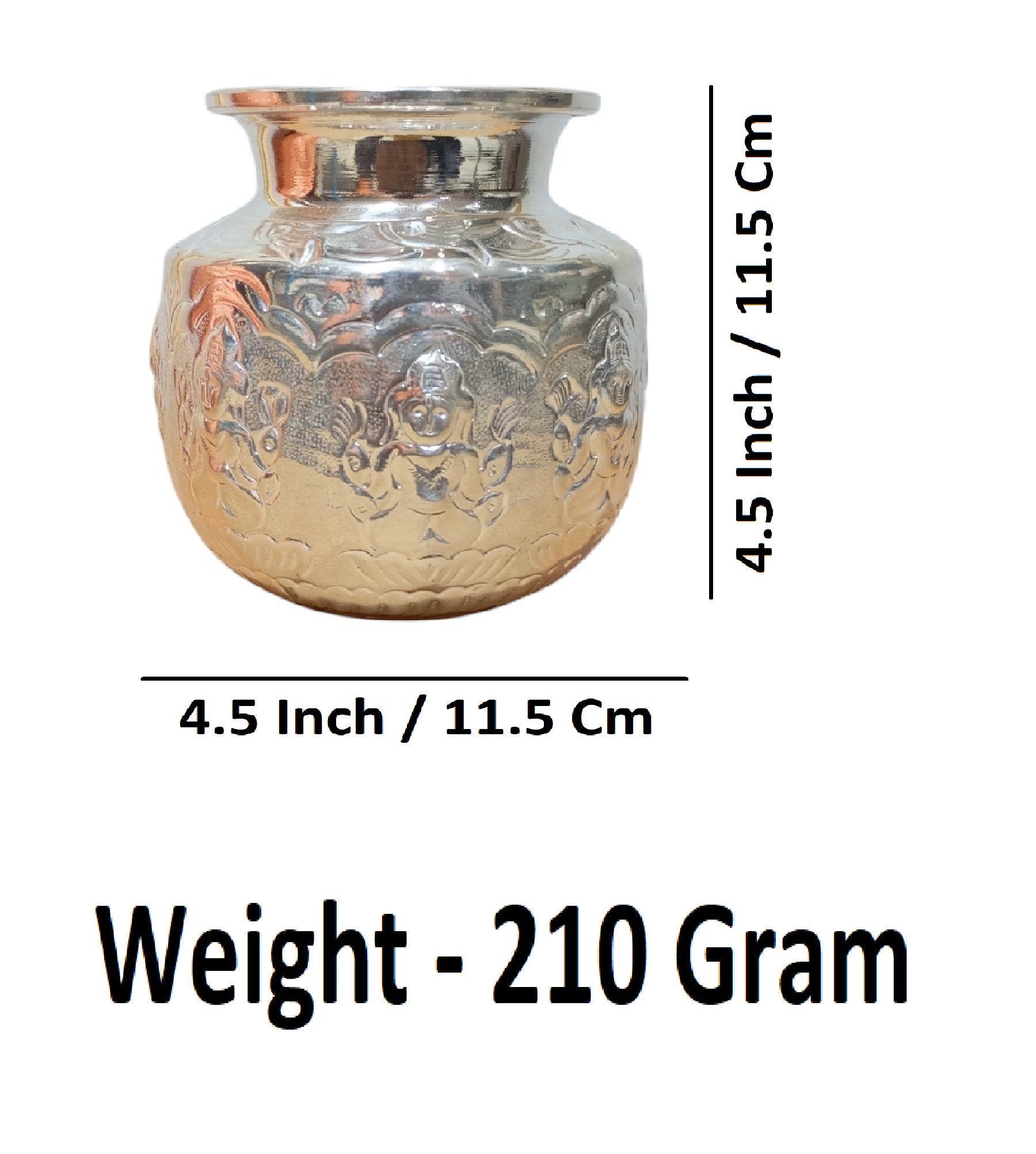 Sigaram 4.5 Inch Silver Plated Astalakshmi Kalash for Home & Temple Pooja Decore K4731