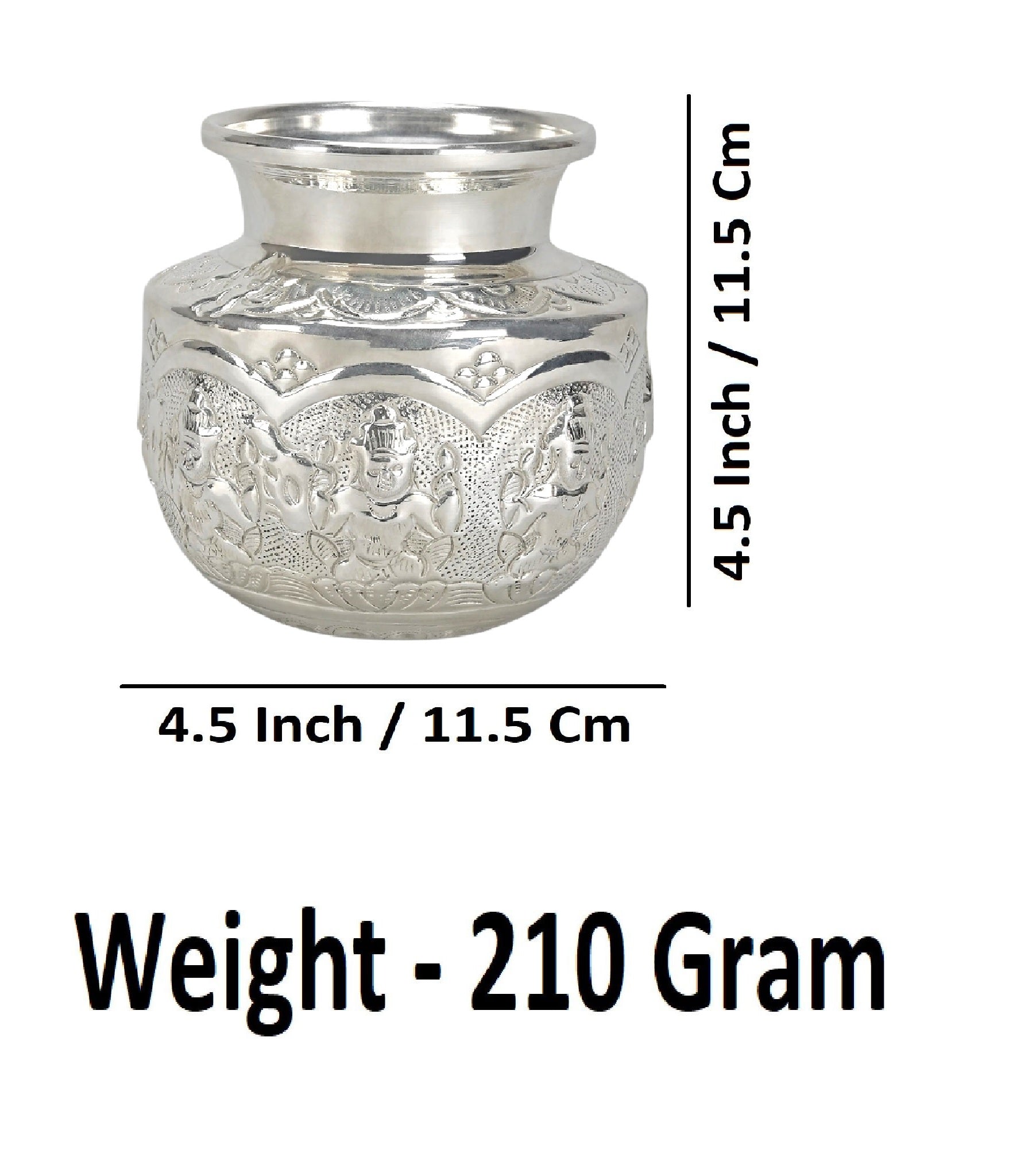 Sigaram 4.5 Inch Silver Plated Astalakshmi Kalash for Home & Temple Pooja Decore K4731