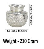 Sigaram 4.5 Inch Silver Plated Astalakshmi Kalash for Home & Temple Pooja Decore K4731