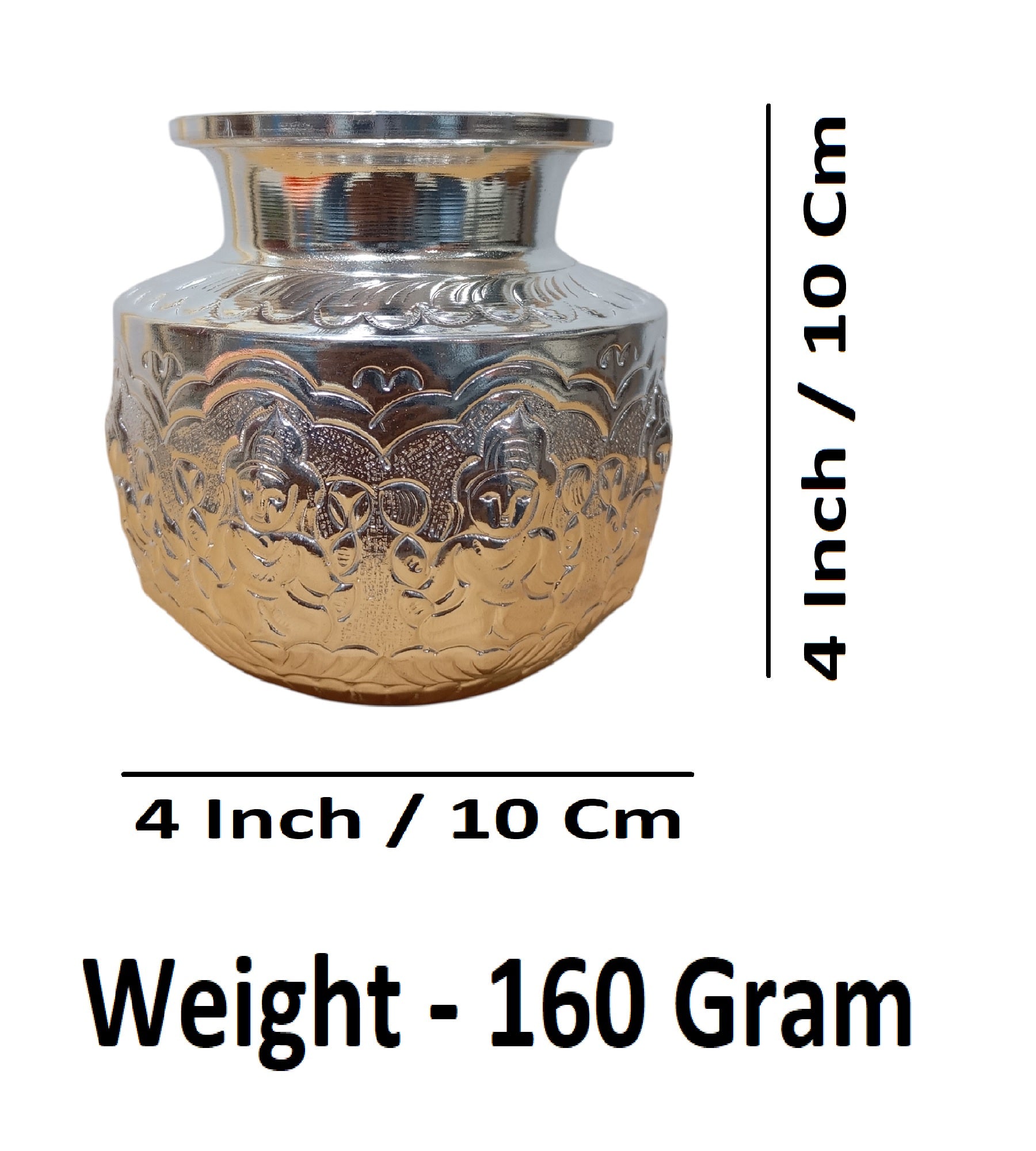 Sigaram Brass 4 Inch Astalakshmi Kalash For Home Pooja Decore K4733