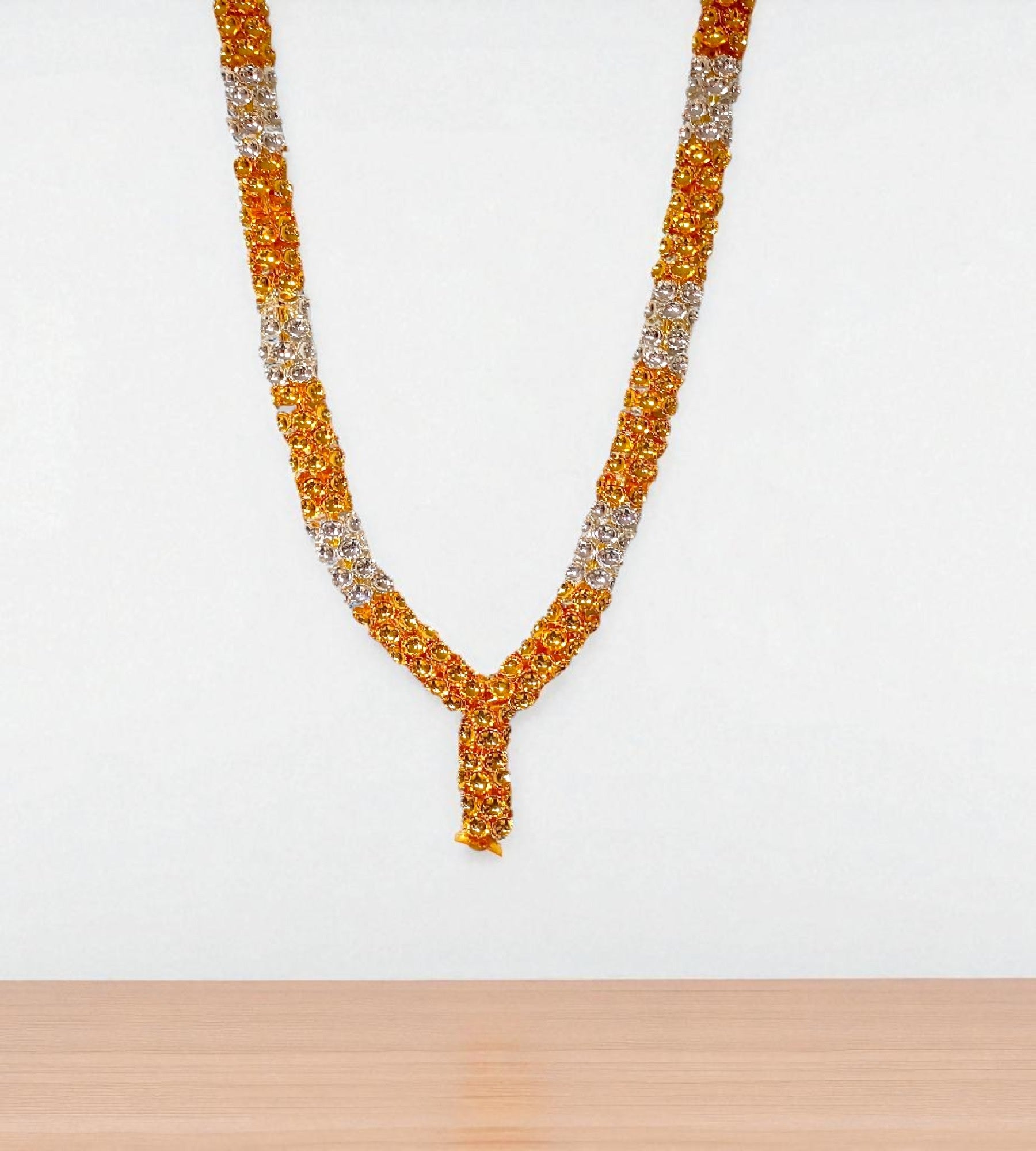 Sigaram 20 Inch Silver Plated Gold & Silver Flower Hara / Mala for Home Pooja Decor K4739