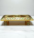 Sigaram 8 Inch Gold Plated Wooden Chowki / Patla for Home Pooja, Temple, Festivals K4742