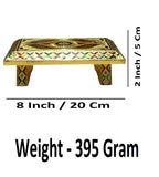 Sigaram 8 Inch Gold Plated Wooden Chowki / Patla for Home Pooja, Temple, Festivals K4742