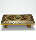 Sigaram 8 Inch Gold Plated Wooden Chowki / Patla for Home Pooja, Temple, Festivals K4742