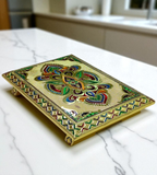 Sigaram 10 Inch Gold Plated Wooden Chowki / Patla for Home Pooja Temple Festival K4743