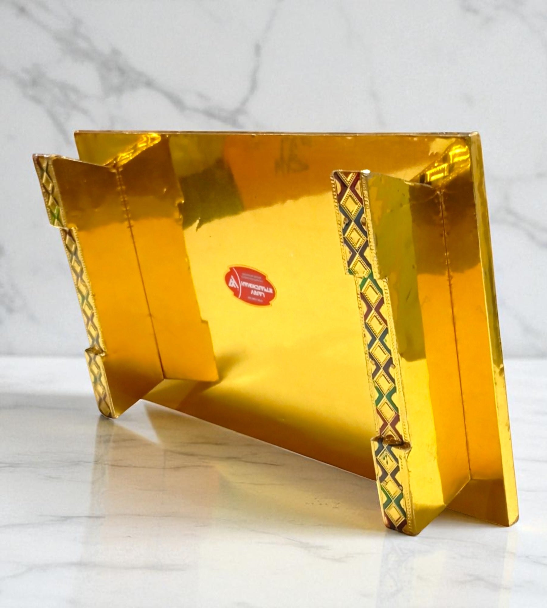 Sigaram 12 Inch Gold Plated Wooden Chowki/Patla for Home Pooja, Temple Festivals K4744