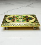 Sigaram 12 Inch Gold Plated Wooden Chowki/Patla for Home Pooja, Temple Festivals K4744