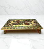 Sigaram 18 Inch Gold Plated Wooden Chowki/Patla for Home & Temple Pooja Décor K4746