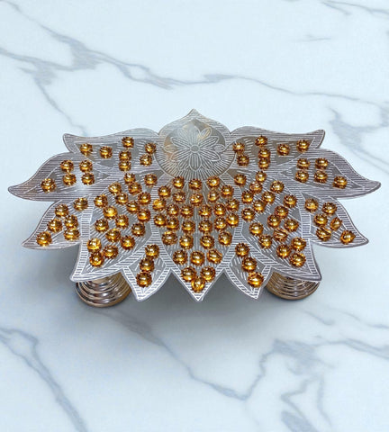Sigaram Silver Plated Lotus Design 108 Flower Stand for Varamahalakshmi Pooja Festival K4748