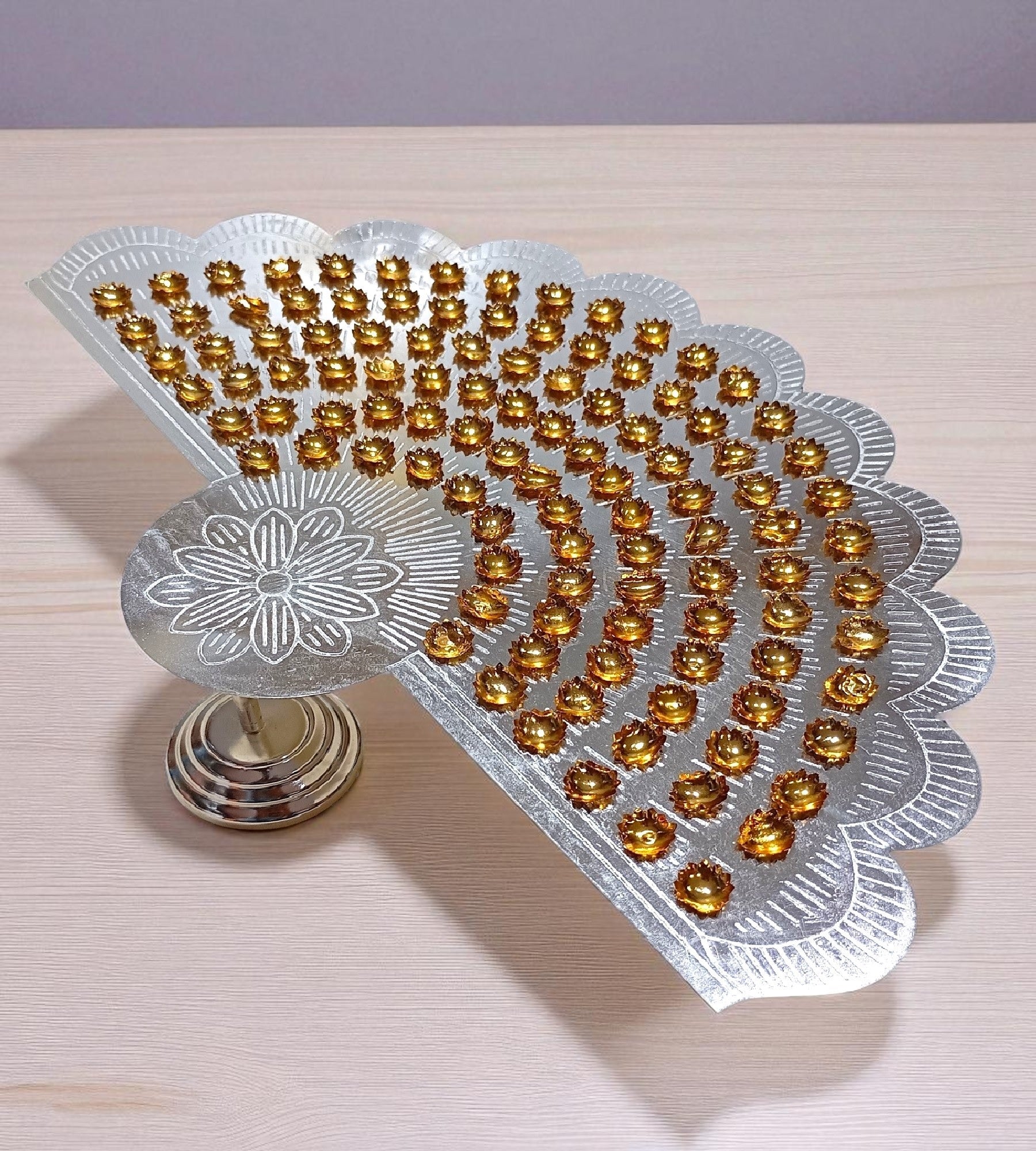 Sigaram Silver Plated Zig Design 108 Flower Stand for Varamahalakshmi Pooja Festival K4749