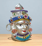 Sigaram 6 Inch Silver Plated Matte Lakshmi Face for Varamahalakshmi Pooja Decore K4751