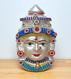 Sigaram 6 Inch Silver Plated Matte Lakshmi Face for Varamahalakshmi Pooja Decore K4751
