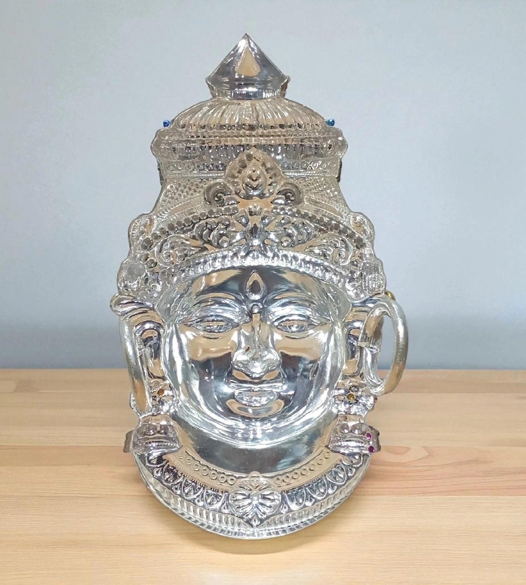 Sigaram 6 Inch Silver Plated Tanjore Lakshmi Face for Varamahalakshmi Pooja Decore K4753