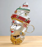 Sigaram 7.5 Inch Silver Plated Matte Lakshmi Face for Varamahalakshmi Pooja Decor K4754