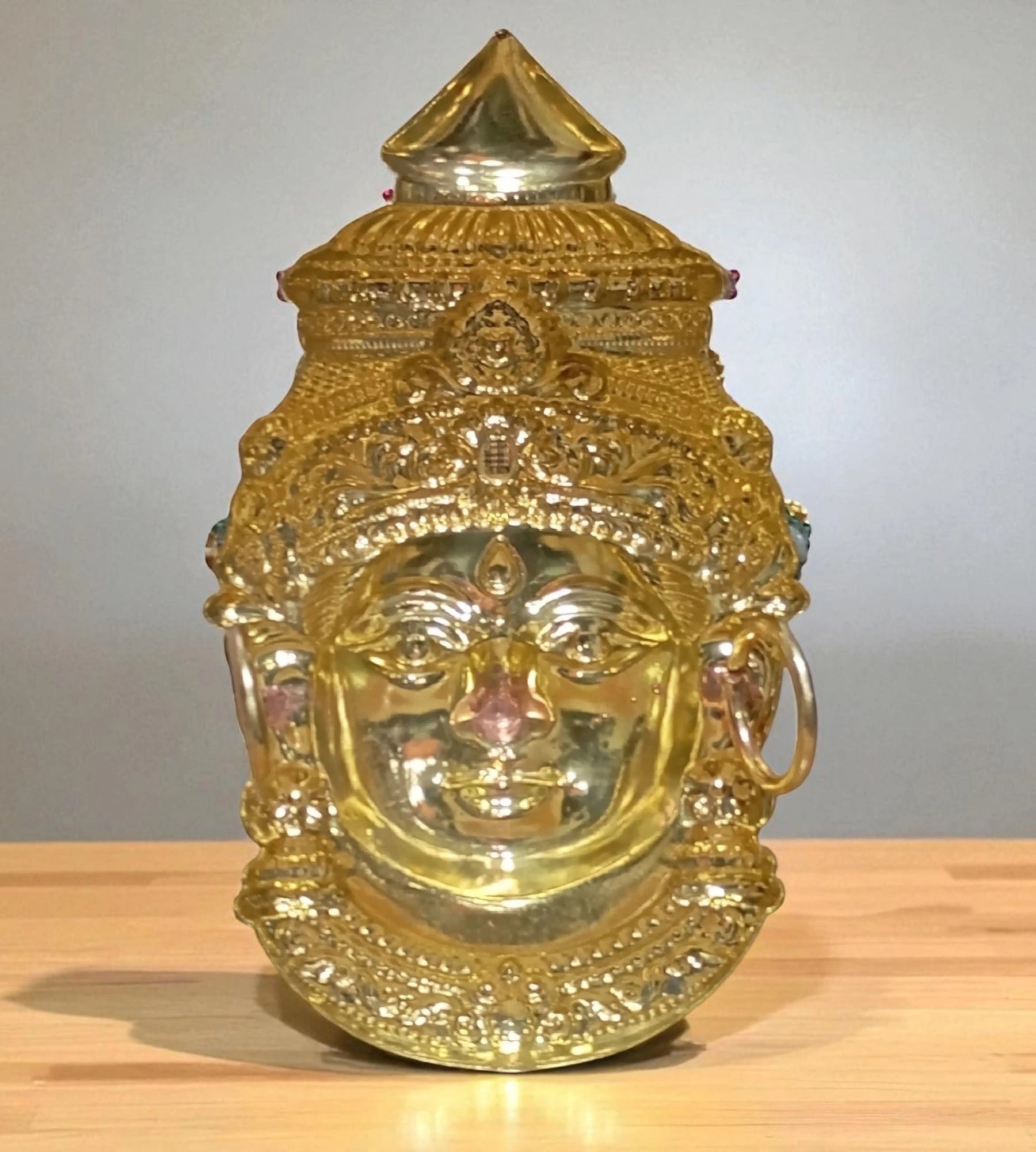 Sigaram 8 Inch Silver Plated Lakshmi Face Mukoot for Varamahalakshmi Pooja Decor K4755