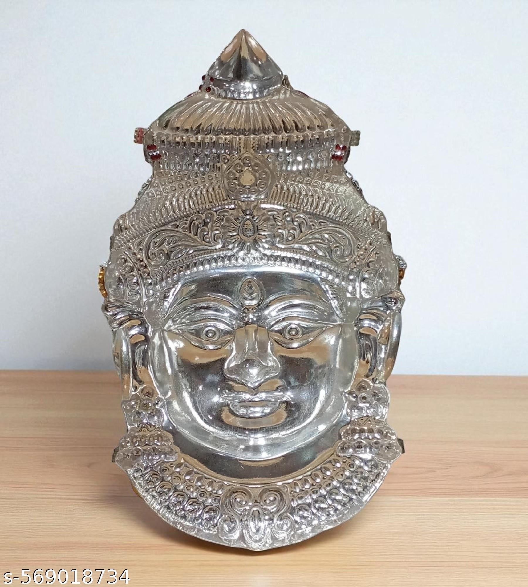 Sigaram 8 Inch Silver Plated Tanjore Lakshmi Face for Varamahalakshmi Pooja Decore K4756
