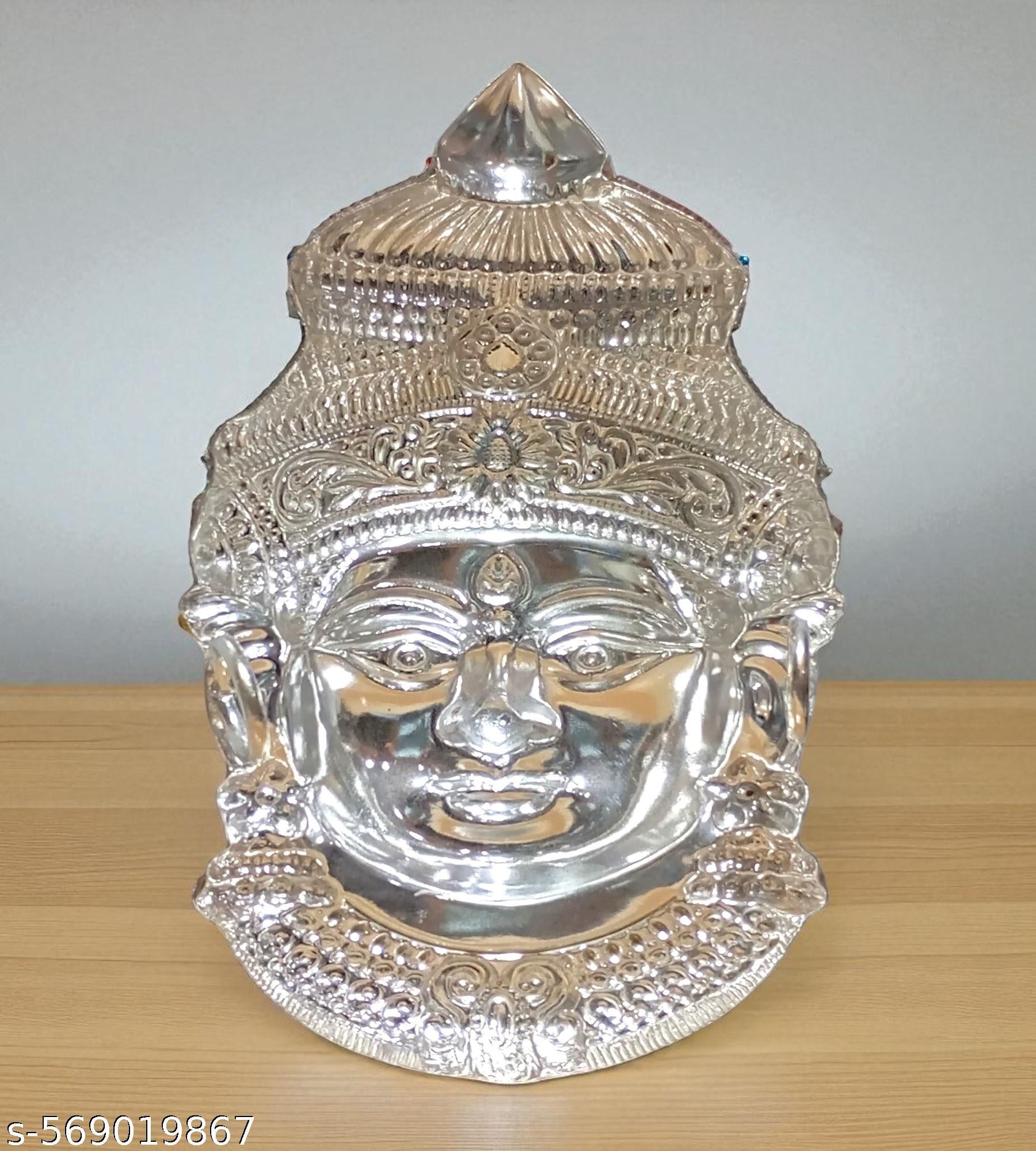 Sigaram 9 Inch Silver Plated Tanjore Lakshmi Face for Varamahalakshmi Pooja Decor K4757