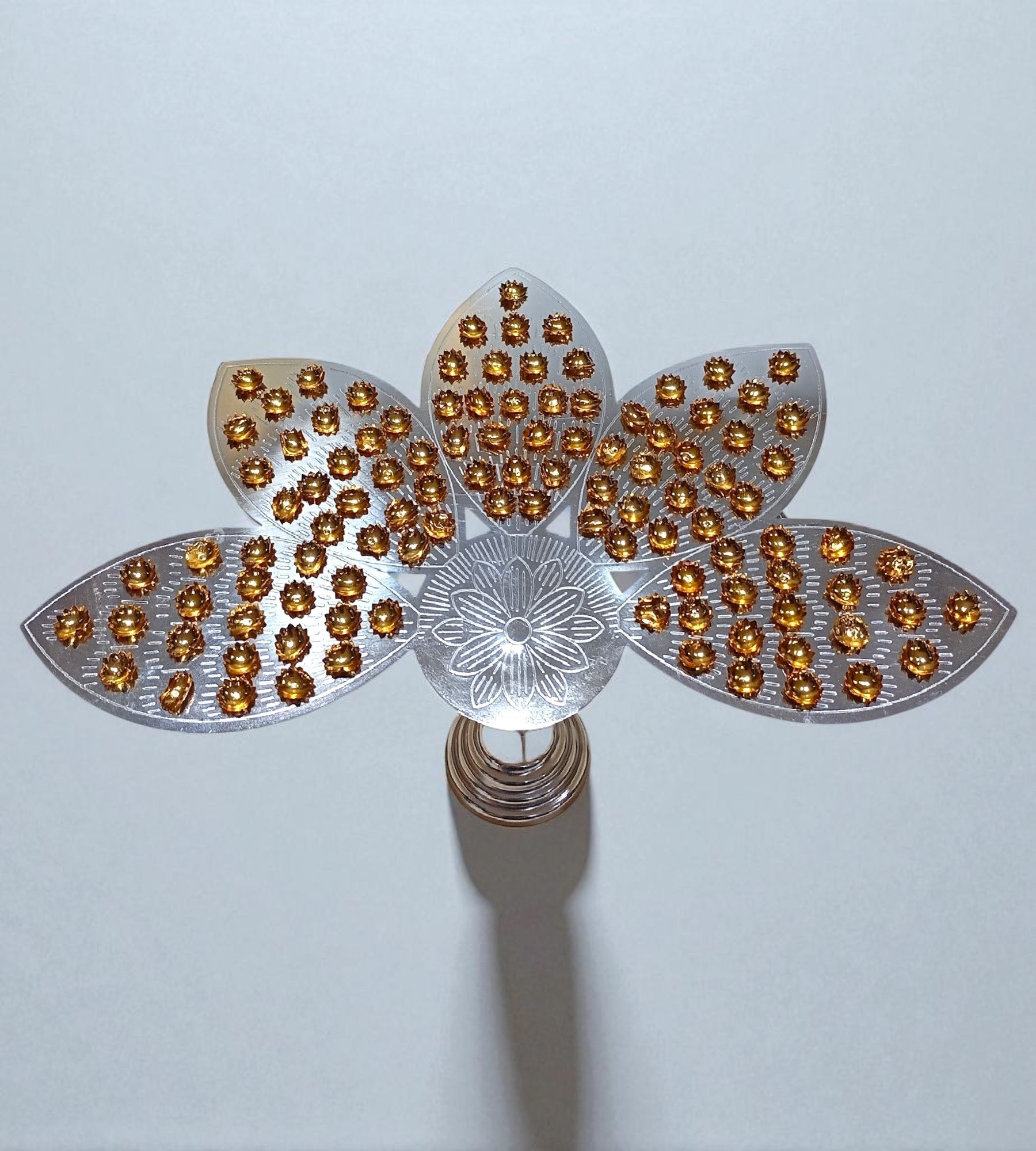 Sigaram Silver Plated Leaf Design 108 Flower Stand for Varamahalakshmi Pooja Festival K4760