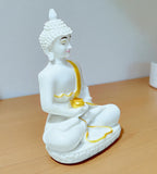Sigaram 6.5 Inch White Marble Meditating Buddha for Home Decor Idol Statue Figurine Murti Tibetan Buddhist Showpiece K4761