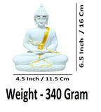 Sigaram 6.5 Inch White Marble Meditating Buddha for Home Decor Idol Statue Figurine Murti Tibetan Buddhist Showpiece K4761